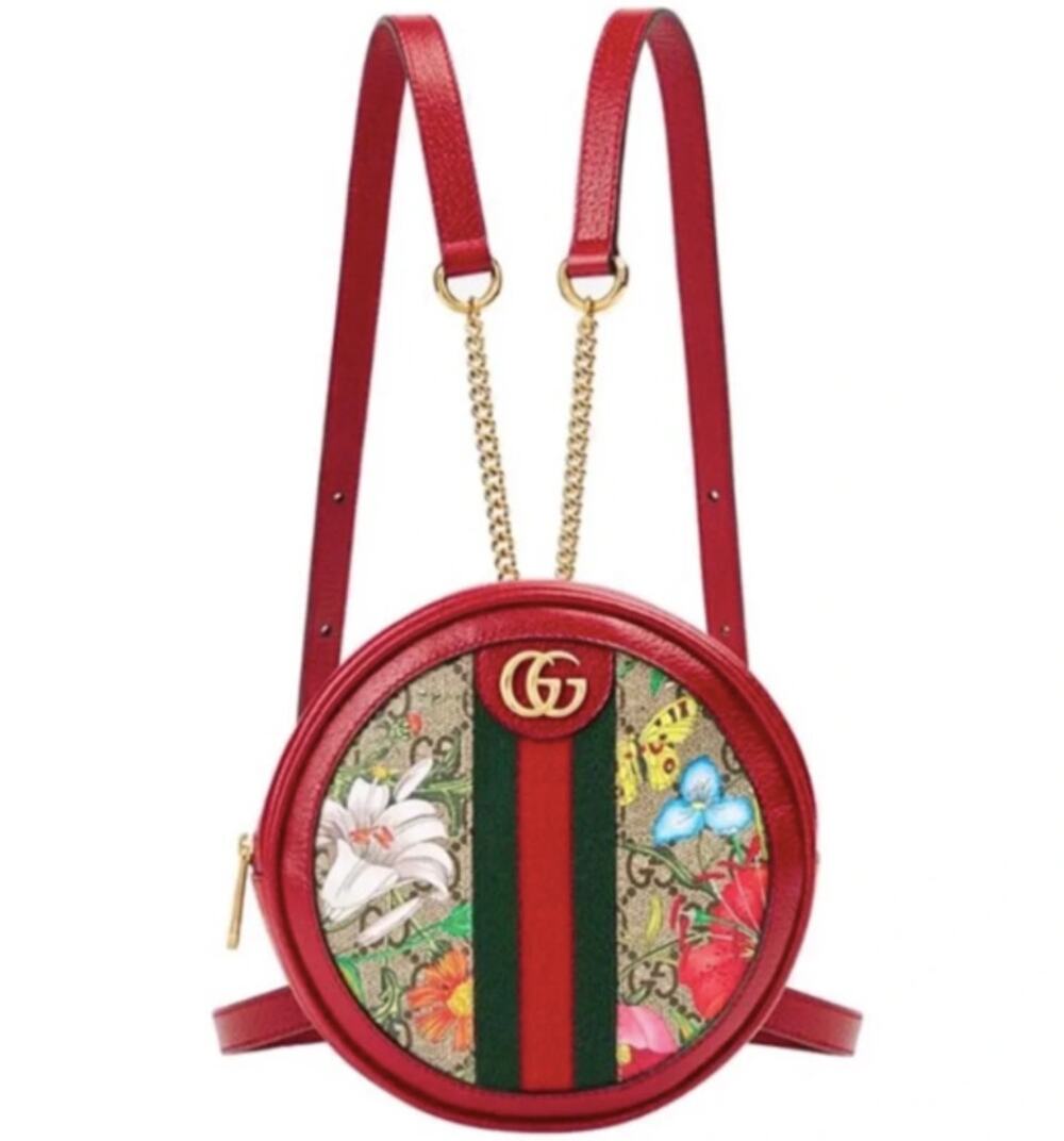 NEW GUCCI FLORA LEATHER RED FLORAL WEB BACKPACK BAG AUTHENTIC BOX!
